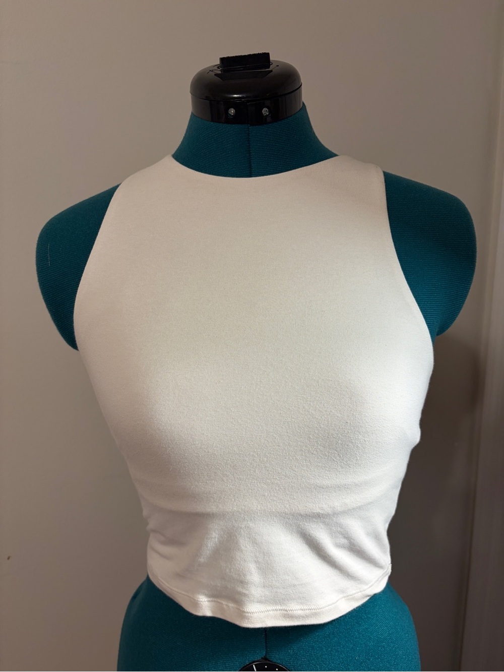 Women’s White High Neck Cropped Exercise Tank Top